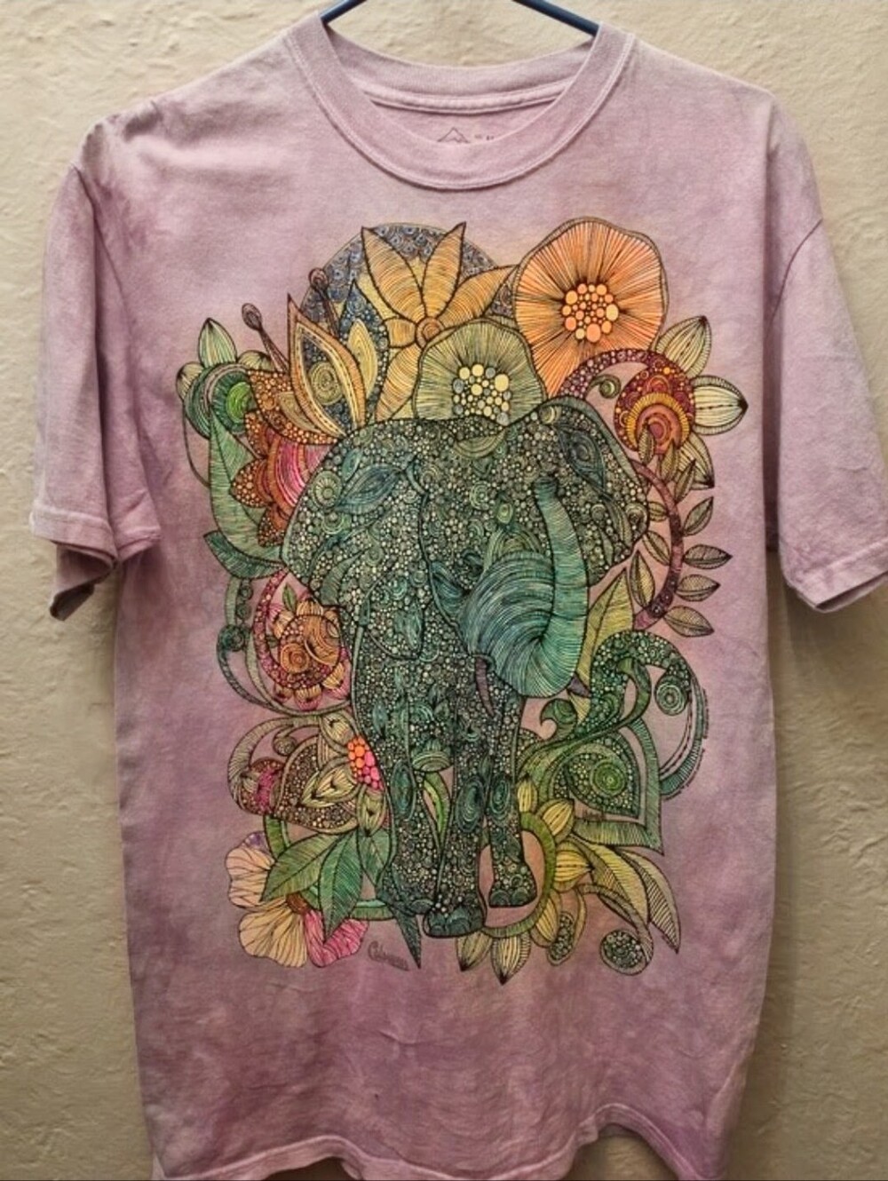 The Mountain Elephant Mandala Tie Dye Graphic Tee Boho Hippie Safari M